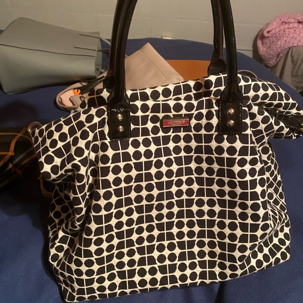 Kate Spade Black & cream overnight bag